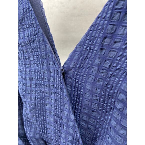 NWT NSR Dress Womens Sz M‎ Blue Ruffle Lined Wrap Neck Tie Crape Long Sleeve - Picture 6 of 12